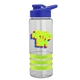 a clear bottle & blue lid & lime-green grip sergeant stripe - 24 oz tritan(tm) bottle with drink thru lid, stripe bands, and digital imprint