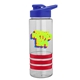 a clear bottle & blue lid & red grip sergeant stripe - 24 oz tritan(tm) bottle with drink thru lid, stripe bands, and digital imprint