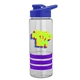 a clear bottle & blue lid & violet grip sergeant stripe - 24 oz tritan(tm) bottle with drink thru lid, stripe bands, and digital imprint