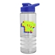 a clear bottle & blue lid & white grip sergeant stripe - 24 oz tritan(tm) bottle with drink thru lid, stripe bands, and digital imprint