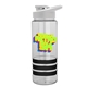a clear bottle & white lid & black grip sergeant stripe - 24 oz tritan(tm) bottle with drink thru lid, stripe bands, and digital imprint