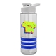 a clear bottle & white lid & blue grip sergeant stripe - 24 oz tritan(tm) bottle with drink thru lid, stripe bands, and digital imprint