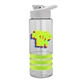 a clear bottle & white lid & lime-green grip sergeant stripe - 24 oz tritan(tm) bottle with drink thru lid, stripe bands, and digital imprint