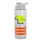 a clear bottle & white lid & orange grip sergeant stripe - 24 oz tritan(tm) bottle with drink thru lid, stripe bands, and digital imprint