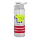 a clear bottle & white lid & red grip sergeant stripe - 24 oz tritan(tm) bottle with drink thru lid, stripe bands, and digital imprint