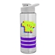 a clear bottle & white lid & violet grip sergeant stripe - 24 oz tritan(tm) bottle with drink thru lid, stripe bands, and digital imprint