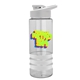 a clear bottle & white lid & white grip sergeant stripe - 24 oz tritan(tm) bottle with drink thru lid, stripe bands, and digital imprint