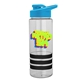 a clear bottle & cyan lid & black grip sergeant stripe - 24 oz tritan(tm) bottle with drink thru lid, stripe bands, and digital imprint
