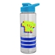 a clear bottle & cyan lid & blue grip sergeant stripe - 24 oz tritan(tm) bottle with drink thru lid, stripe bands, and digital imprint