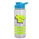 a clear bottle & cyan lid & lime-green grip sergeant stripe - 24 oz tritan(tm) bottle with drink thru lid, stripe bands, and digital imprint