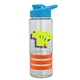 a clear bottle & cyan lid & orange grip sergeant stripe - 24 oz tritan(tm) bottle with drink thru lid, stripe bands, and digital imprint