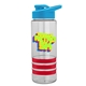 a clear bottle & cyan lid & red grip sergeant stripe - 24 oz tritan(tm) bottle with drink thru lid, stripe bands, and digital imprint