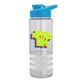 a clear bottle & cyan lid & white grip sergeant stripe - 24 oz tritan(tm) bottle with drink thru lid, stripe bands, and digital imprint