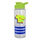 a clear bottle & lime-green lid & blue grip sergeant stripe - 24 oz tritan(tm) bottle with drink thru lid, stripe bands, and digital imprint