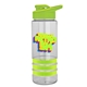 a clear bottle & lime-green lid & lime-green grip sergeant stripe - 24 oz tritan(tm) bottle with drink thru lid, stripe bands, and digital imprint