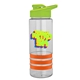 a clear bottle & lime-green lid & orange grip sergeant stripe - 24 oz tritan(tm) bottle with drink thru lid, stripe bands, and digital imprint