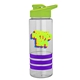 a clear bottle & lime-green lid & violet grip sergeant stripe - 24 oz tritan(tm) bottle with drink thru lid, stripe bands, and digital imprint