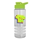 a clear bottle & lime-green lid & white grip sergeant stripe - 24 oz tritan(tm) bottle with drink thru lid, stripe bands, and digital imprint