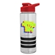 a clear bottle & red lid & black grip sergeant stripe - 24 oz tritan(tm) bottle with drink thru lid, stripe bands, and digital imprint
