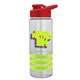 a clear bottle & red lid & lime-green grip sergeant stripe - 24 oz tritan(tm) bottle with drink thru lid, stripe bands, and digital imprint