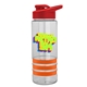 a clear bottle & red lid & orange grip sergeant stripe - 24 oz tritan(tm) bottle with drink thru lid, stripe bands, and digital imprint