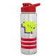 a clear bottle & red lid & red grip sergeant stripe - 24 oz tritan(tm) bottle with drink thru lid, stripe bands, and digital imprint