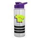 a clear bottle & violet lid & black grip sergeant stripe - 24 oz tritan(tm) bottle with drink thru lid, stripe bands, and digital imprint