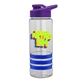 a clear bottle & violet lid & blue grip sergeant stripe - 24 oz tritan(tm) bottle with drink thru lid, stripe bands, and digital imprint