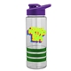 a clear bottle & violet lid & green grip sergeant stripe - 24 oz tritan(tm) bottle with drink thru lid, stripe bands, and digital imprint