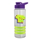 a clear bottle & violet lid & lime-green grip sergeant stripe - 24 oz tritan(tm) bottle with drink thru lid, stripe bands, and digital imprint