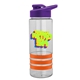 a clear bottle & violet lid & orange grip sergeant stripe - 24 oz tritan(tm) bottle with drink thru lid, stripe bands, and digital imprint