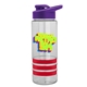 a clear bottle & violet lid & red grip sergeant stripe - 24 oz tritan(tm) bottle with drink thru lid, stripe bands, and digital imprint