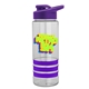 a clear bottle & violet lid & violet grip sergeant stripe - 24 oz tritan(tm) bottle with drink thru lid, stripe bands, and digital imprint