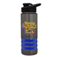 a smoke bottle & black lid & blue grip sergeant stripe - 24 oz tritan(tm) bottle with drink thru lid, stripe bands, and digital imprint