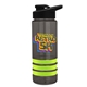 a smoke bottle & black lid & lime-green grip sergeant stripe - 24 oz tritan(tm) bottle with drink thru lid, stripe bands, and digital imprint