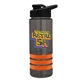 a smoke bottle & black lid & orange grip sergeant stripe - 24 oz tritan(tm) bottle with drink thru lid, stripe bands, and digital imprint