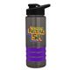 a smoke bottle & black lid & violet grip sergeant stripe - 24 oz tritan(tm) bottle with drink thru lid, stripe bands, and digital imprint