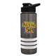 a smoke bottle & black lid & white grip sergeant stripe - 24 oz tritan(tm) bottle with drink thru lid, stripe bands, and digital imprint