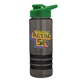 a smoke bottle & green lid & black grip sergeant stripe - 24 oz tritan(tm) bottle with drink thru lid, stripe bands, and digital imprint