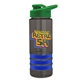 a smoke bottle & green lid & blue grip sergeant stripe - 24 oz tritan(tm) bottle with drink thru lid, stripe bands, and digital imprint