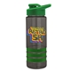 a smoke bottle & green lid & green grip sergeant stripe - 24 oz tritan(tm) bottle with drink thru lid, stripe bands, and digital imprint