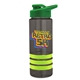 a smoke bottle & green lid & lime-green grip sergeant stripe - 24 oz tritan(tm) bottle with drink thru lid, stripe bands, and digital imprint