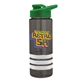 a smoke bottle & green lid & white grip sergeant stripe - 24 oz tritan(tm) bottle with drink thru lid, stripe bands, and digital imprint