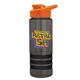 a smoke bottle & orange lid & black grip sergeant stripe - 24 oz tritan(tm) bottle with drink thru lid, stripe bands, and digital imprint