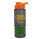 a smoke bottle & orange lid & green grip sergeant stripe - 24 oz tritan(tm) bottle with drink thru lid, stripe bands, and digital imprint