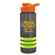 a smoke bottle & orange lid & lime-green grip sergeant stripe - 24 oz tritan(tm) bottle with drink thru lid, stripe bands, and digital imprint