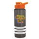a smoke bottle & orange lid & white grip sergeant stripe - 24 oz tritan(tm) bottle with drink thru lid, stripe bands, and digital imprint