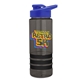 a smoke bottle & blue lid & black grip sergeant stripe - 24 oz tritan(tm) bottle with drink thru lid, stripe bands, and digital imprint