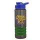 a smoke bottle & blue lid & green grip sergeant stripe - 24 oz tritan(tm) bottle with drink thru lid, stripe bands, and digital imprint