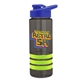 a smoke bottle & blue lid & lime-green grip sergeant stripe - 24 oz tritan(tm) bottle with drink thru lid, stripe bands, and digital imprint